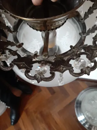 Lámpara plafón colgante cristal dorado