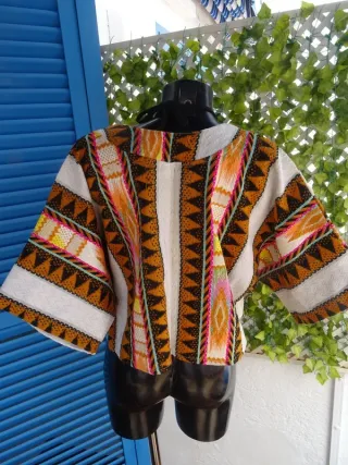 Chaqueta Étnica estampada Tribal Multicolor