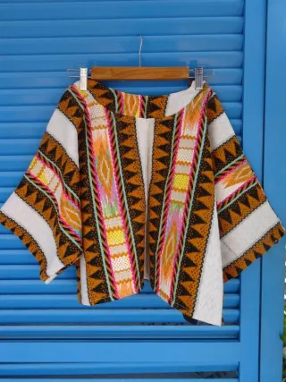Chaqueta Étnica estampada Tribal Multicolor