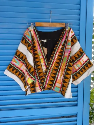 Chaqueta Étnica estampada Tribal Multicolor