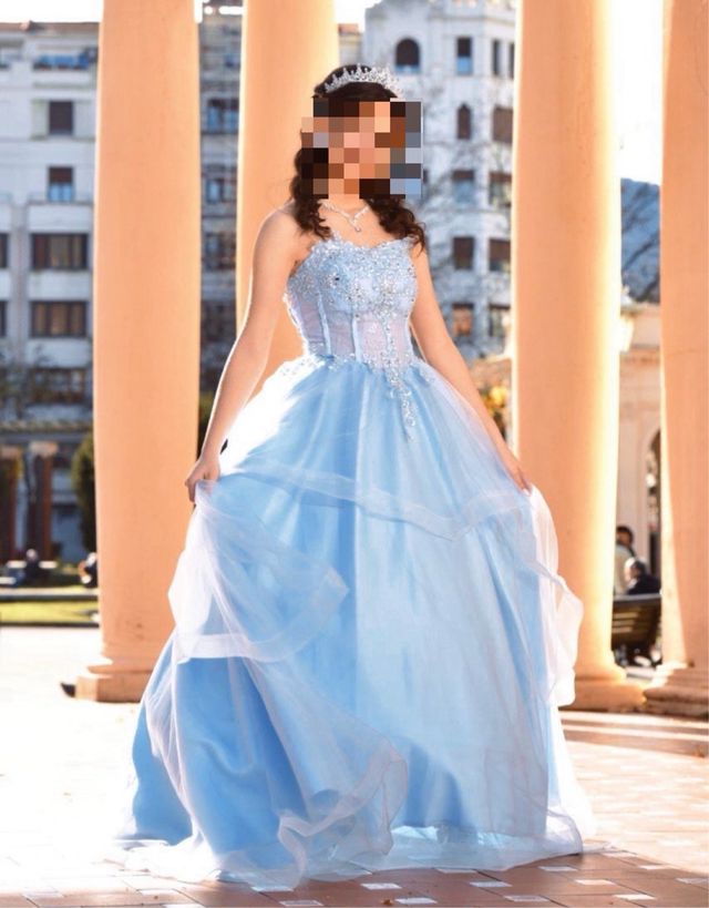 Vestido Fiesta 15 Años Azul