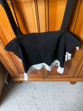 Top Zara Negro y Blanco Talla L Sin Estrenar