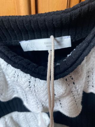 Top Zara Negro y Blanco Talla L Sin Estrenar