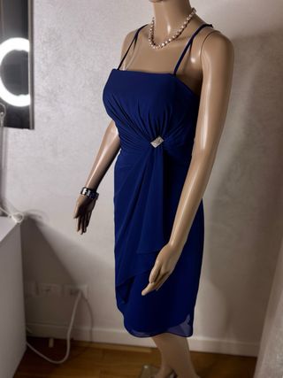 Abito elegante cerimonia blu con strass