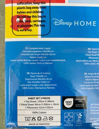 Completo Lenzuola Disney Topolino 3 Pezzi