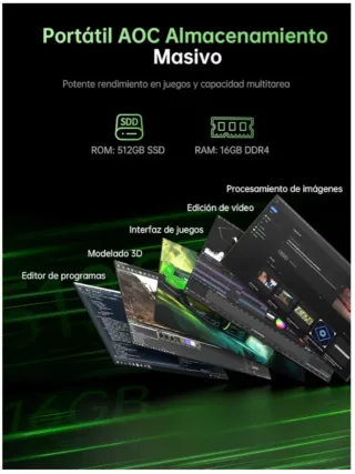 Portátil Gamer AOC Ryzen 7 5700U