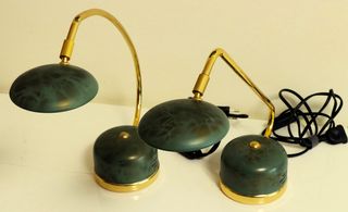 2 Lámparas de mesa doradas y verdes