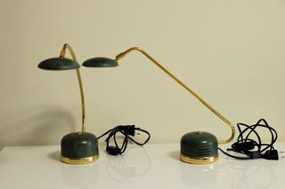 2 Lámparas de mesa doradas y verdes
