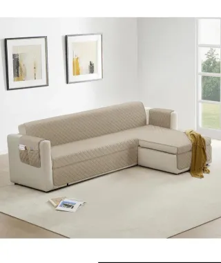 Funda para sofá chaise longue beige