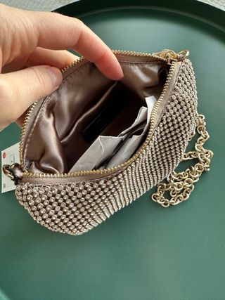 Zara - bolso fiesta pedrería cadena dorad
