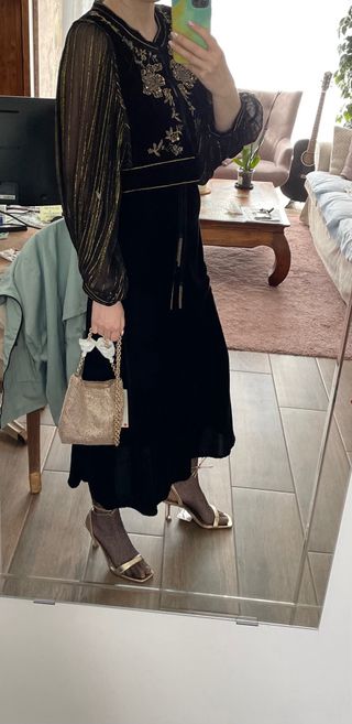 Zara - bolso fiesta pedrería cadena dorad