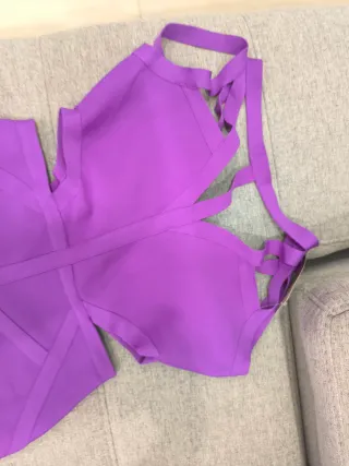 Vestido Morado Vendaje Cut-out