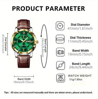Reloj Pordagar Hombre Oro y Verde