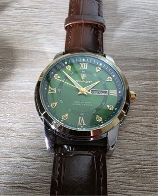 Reloj Pordagar Hombre Oro y Verde
