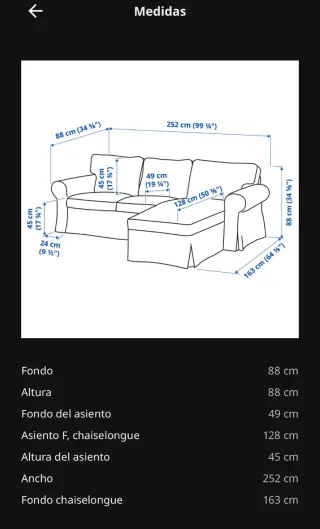 Sofá IKEA EKTORP 3 plazas con chaise longue