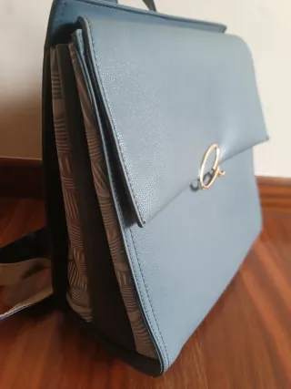Mochila polipiel azul mujer