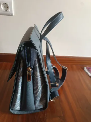 Mochila polipiel azul mujer