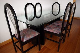 Mesa cristal y 6 sillas comedor