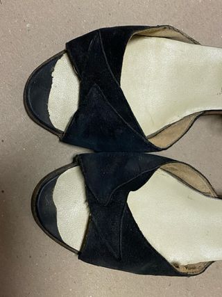 Sandali bassi vintage camoscio nero 37