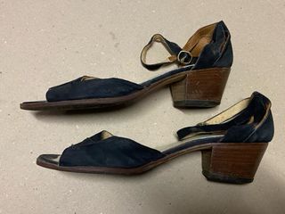 Sandali bassi vintage camoscio nero 37