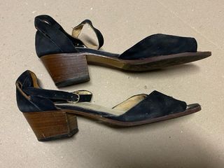 Sandali bassi vintage camoscio nero 37