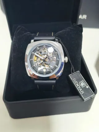 Reloj Mecánico BENYAR Esqueleto Negro/Plata