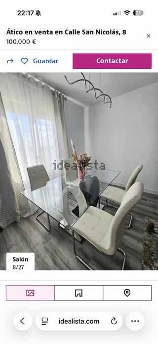 Mesa cristal moderna y auxiliar madera