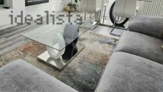 Mesa cristal moderna y auxiliar madera