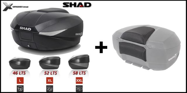 Maleta Moto SH58X Expandible + Respaldo