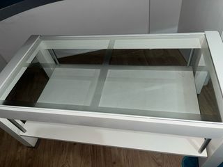 Mesa centro cristal y madera