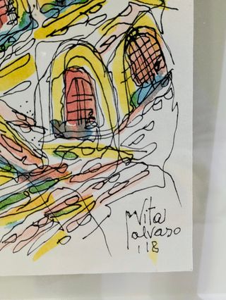 Acuarela Matera Italia Firmada y Enmarcada