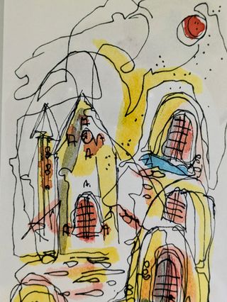 Acuarela Matera Italia Firmada y Enmarcada