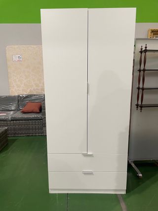 Armario 2 puertas con cajones blanco