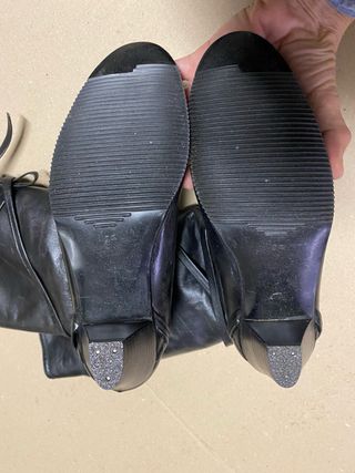 stivali vintag pelle nera con lacci intrecciati 37