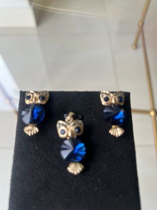 Conjunto Vintage Búho Pendientes + Colgante