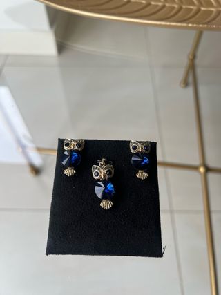 Conjunto Vintage Búho Pendientes + Colgante