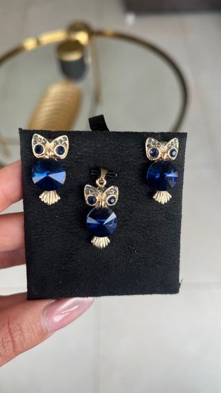 Conjunto Vintage Búho Pendientes + Colgante