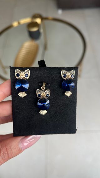 Conjunto Vintage Búho Pendientes + Colgante