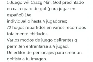 NUEVO. Juego Wii Crazy Mini Golf