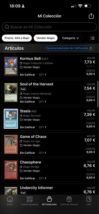 Lote Cartas Magic The Gathering negociable