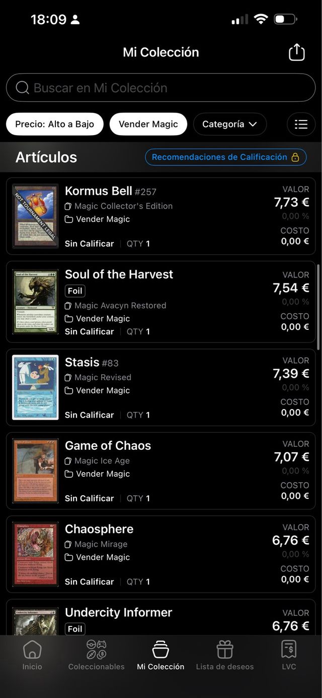 Lote Cartas Magic The Gathering negociable