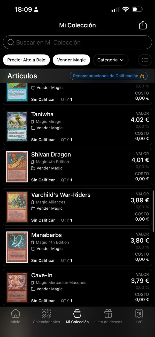 Lote Cartas Magic The Gathering negociable