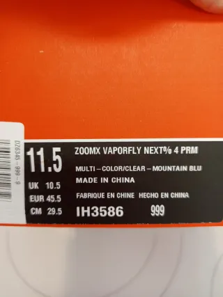 Nike ZoomX Vaporfly Next 4 PRM Talla 45.5