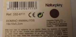 Dominó infantil de madera con animales