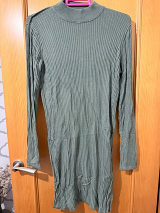 Vestido largo de lana verde