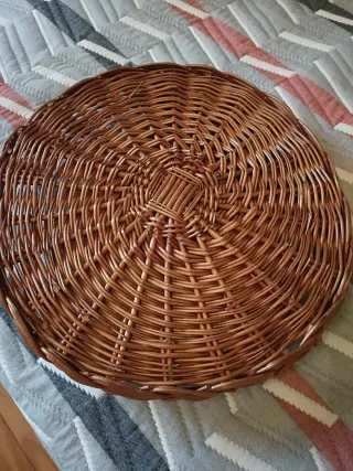 Cesta bandeja mimbre redonda asas