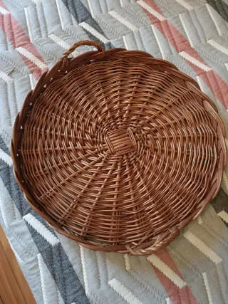 Cesta bandeja mimbre redonda asas