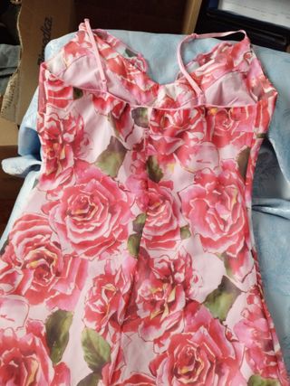 Vestido gasa estampado flores y chaqué