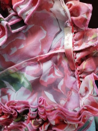 Vestido gasa estampado flores y chaqué