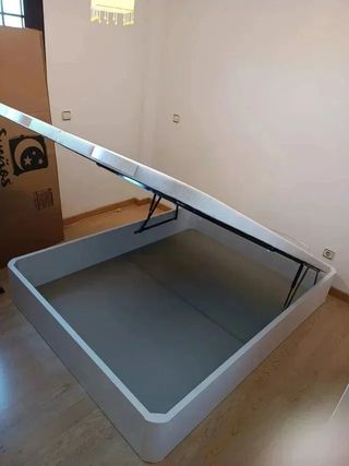 Canape abatible madera, base tapizada y colchones